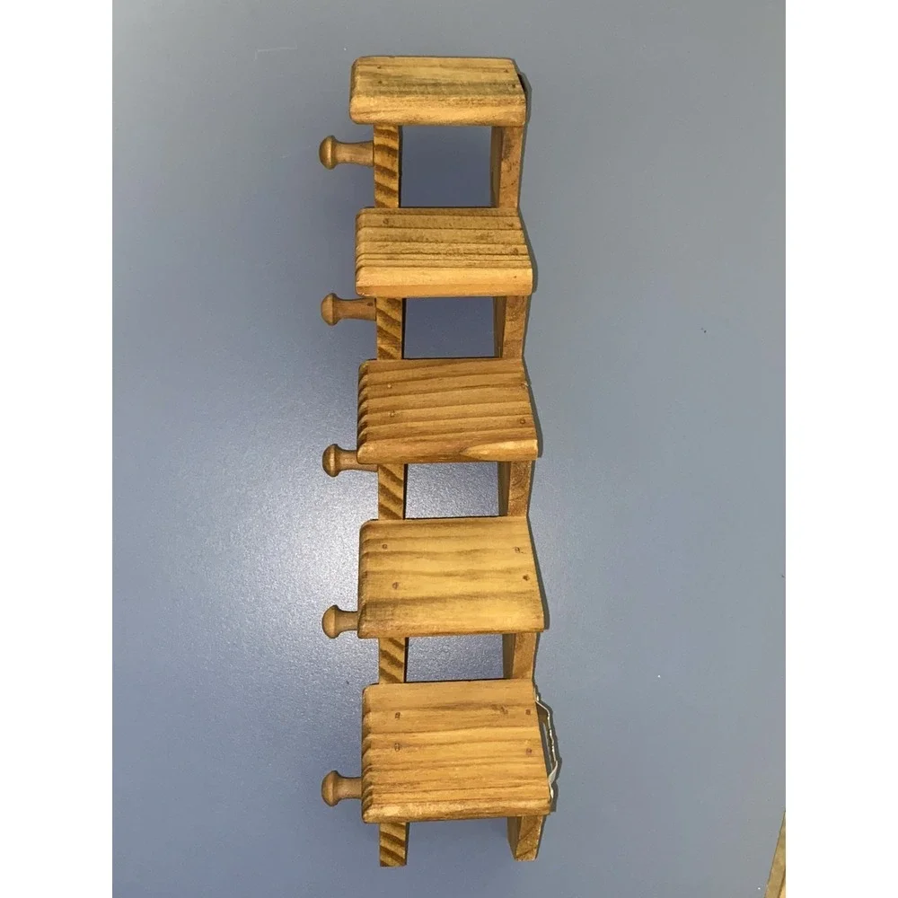 Vintage MCM Wood Wall Shelf Knick Knack Display‎ Stairstep Staircase